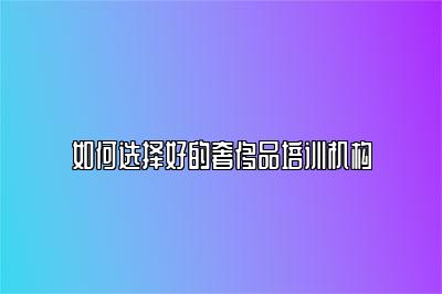 如何选择好的奢侈品培训机构