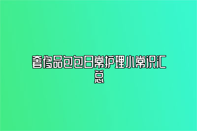 奢侈品包包日常护理小常识汇总