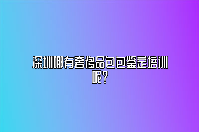 深圳哪有奢侈品包包鉴定培训呢？