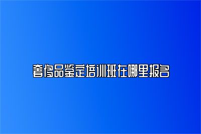 奢侈品鉴定培训班在哪里报名