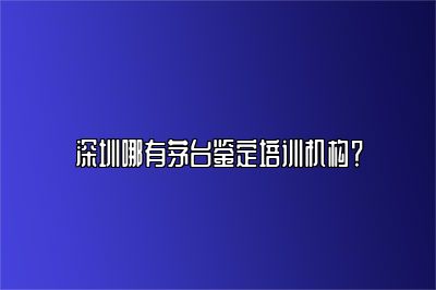 深圳哪有茅台鉴定培训机构？