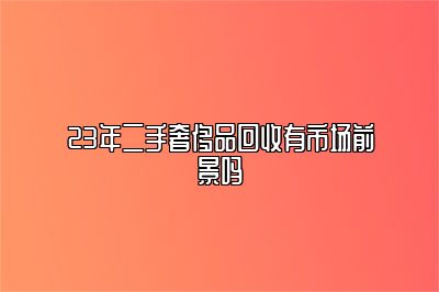 23年二手奢侈品回收有市场前景吗