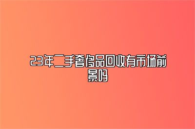 23年二手奢侈品回收有市场前景吗