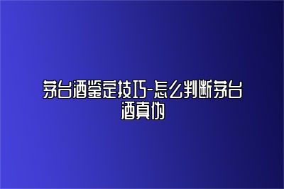 茅台酒鉴定技巧-怎么判断茅台酒真伪