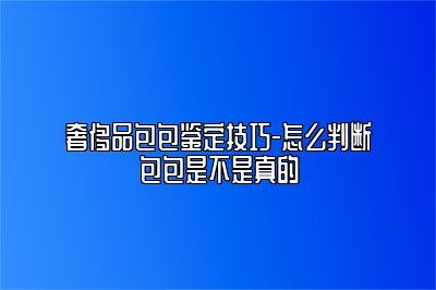 奢侈品包包鉴定技巧-怎么判断包包是不是真的