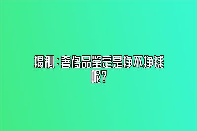 揭秘：奢侈品鉴定是挣不挣钱呢？