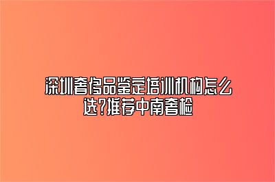 深圳奢侈品鉴定培训机构怎么选？推荐中南奢检