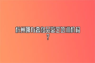 杭州哪有奢侈品鉴定培训机构？