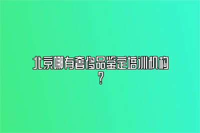 北京哪有奢侈品鉴定培训机构？