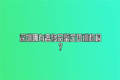 深圳哪有奢侈品鉴定培训机构？