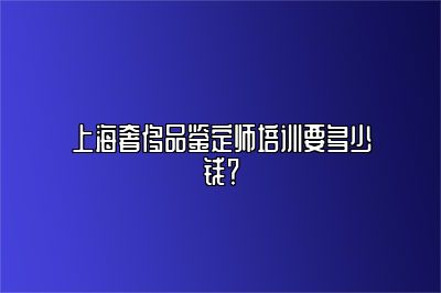 上海奢侈品鉴定师培训要多少钱？