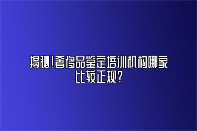揭秘！奢侈品鉴定培训机构哪家比较正规？