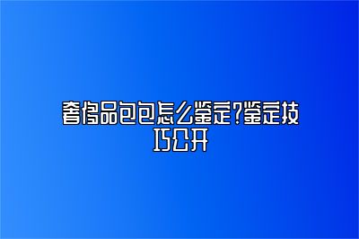 奢侈品包包怎么鉴定？鉴定技巧公开